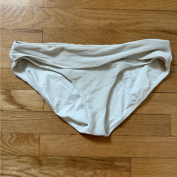 Prana Women’s Medium Willow Falls Bikini Bottom Full Coverage Ivory White Ribbed - Picture 1 of 4